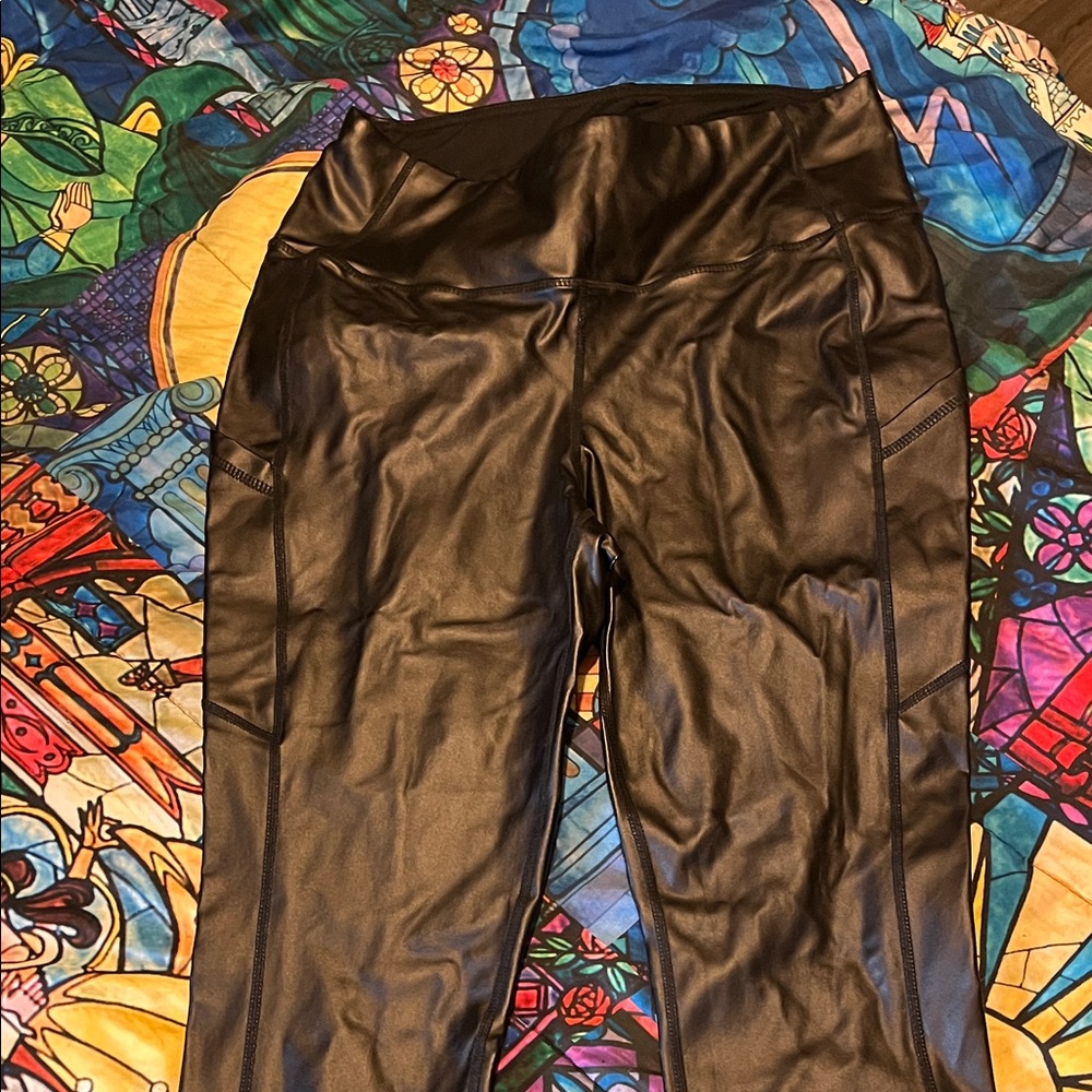 Torrid 1 Active Black Faux Leather Leggings